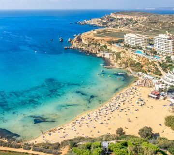 Malta mediterranean coastline golden bay beach 360x320